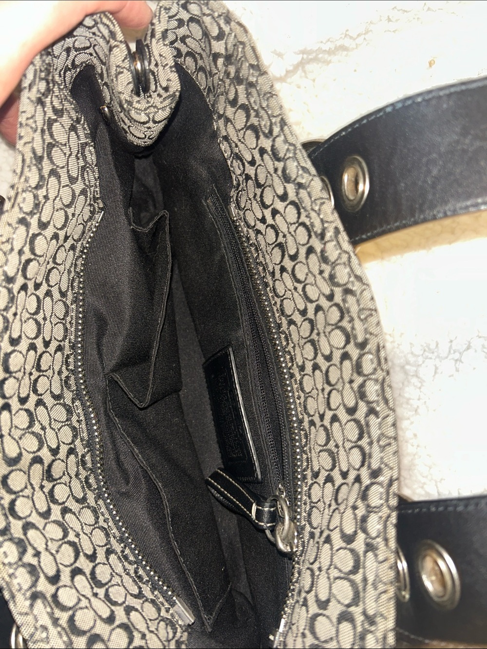 Coach Black and Gray Logo Jacquard Tote - Picture 2 of 5